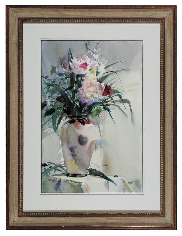 John Cook: Artist: John Cook, "Fresh Flowers" John Cook, American School, 20th Century Size: 27 1/4" x 20" "Fresh Flowers", Watercolor on Paper