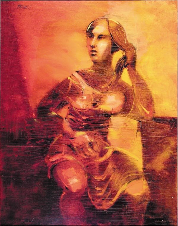 Paul Maxwell: Artist: Paul Maxwell Orange Lady Paul Maxwell, American School 20th Century Size: 33" x 42" Oil on canvas