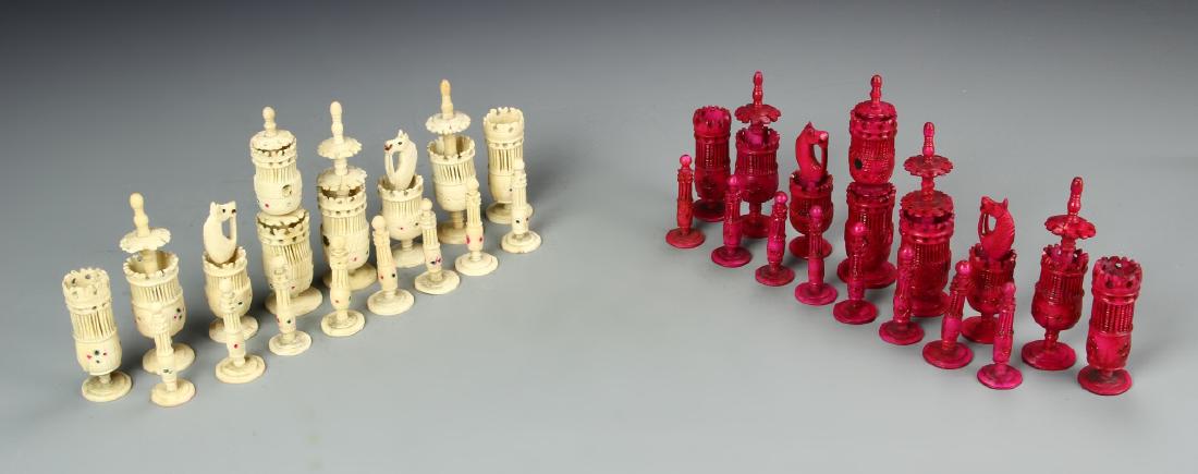Bone Chess Set: Bone Chess Set, 32 Pieces, 4".