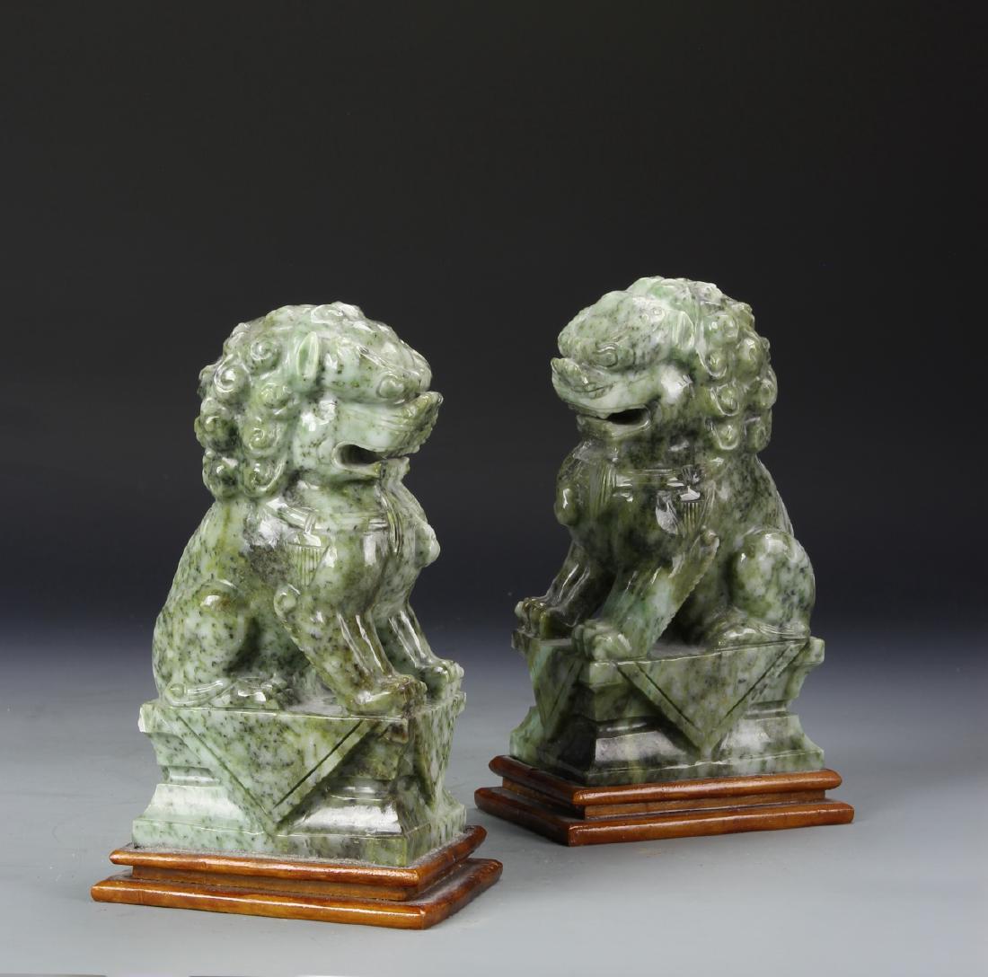 Pair of Chinese Jade Foo Lions (1 of 4)