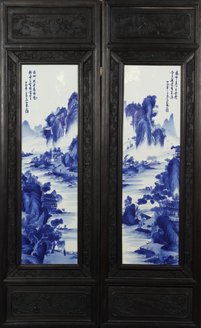 Pair of Framed Chinese Porcelain Panels (1 of 4)