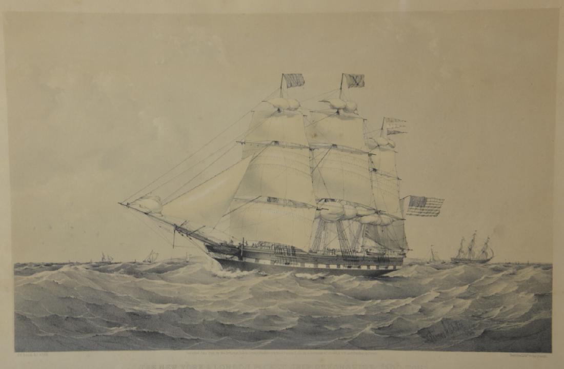 Antique Lithograph of Packet Ship (1 of 2)
