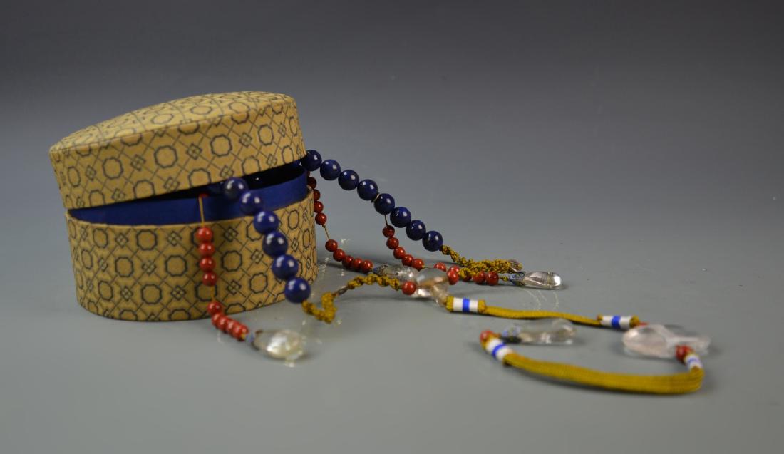Chinese Lapis Beaded Court Necklace with Box (1 of 5)