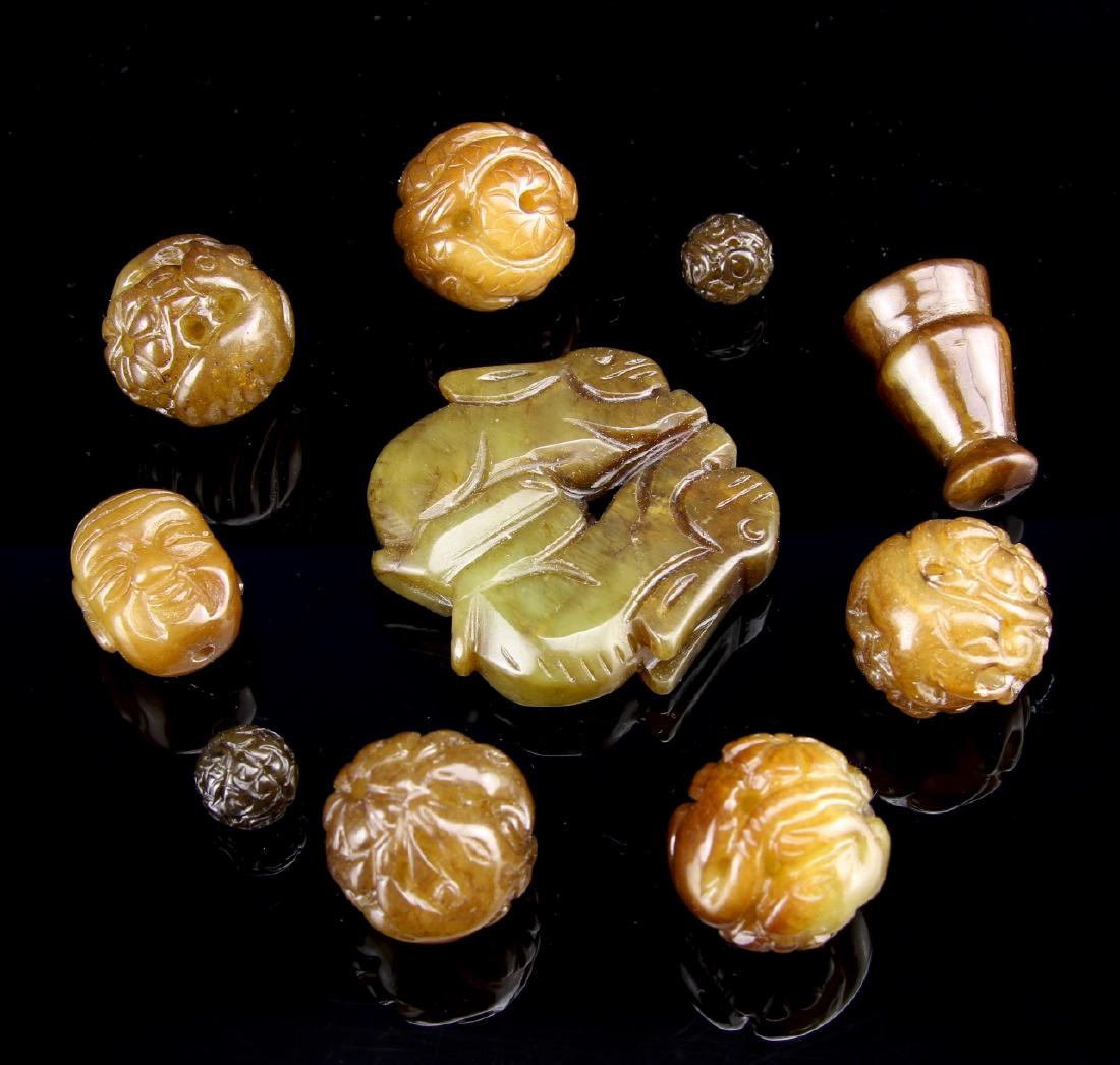 Six Chinese Agate Beads and Four Misc. Pie (1 of 4)