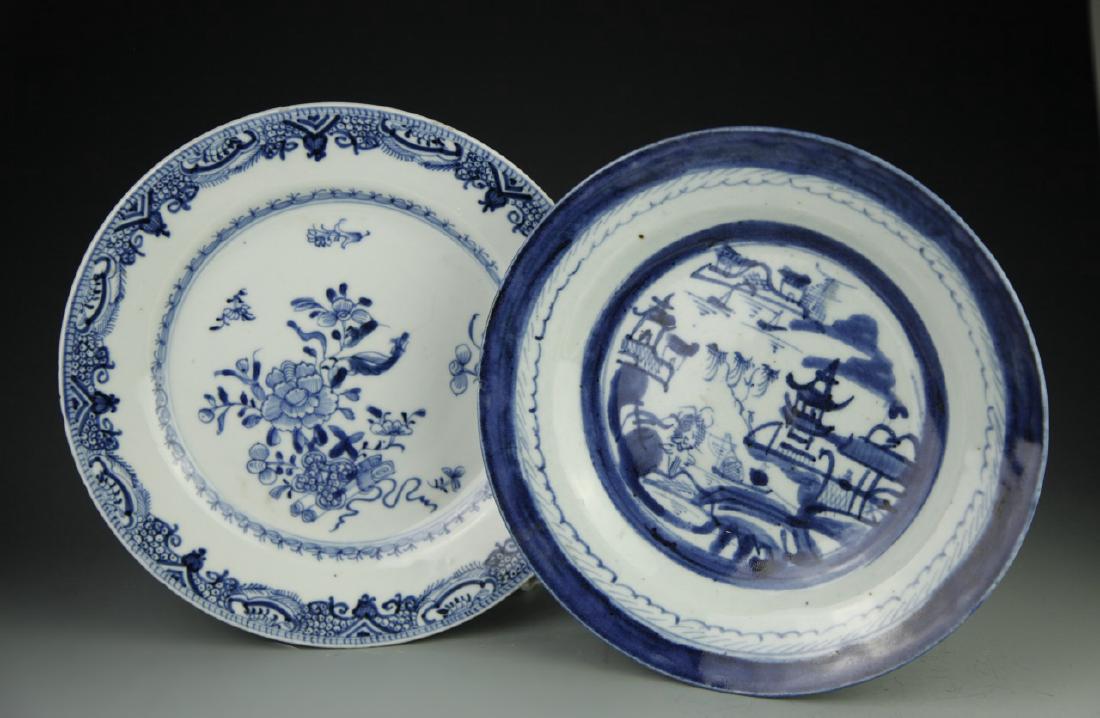 Two Chinese Export Blue and White Plates (1 of 3)
