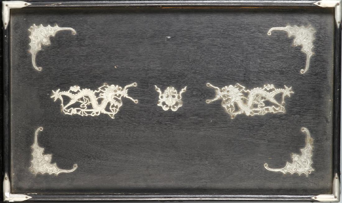 Chinese Clarkwood Frag With Metal Enlays: China clarkwood frag wih metal enlays. 12 in. X 20 in.