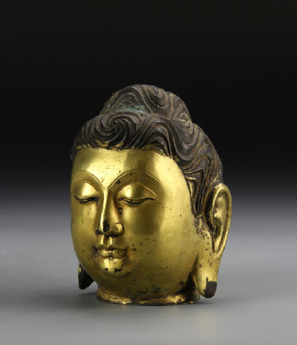 Chinese Gilt Buddha Head (1 of 4)
