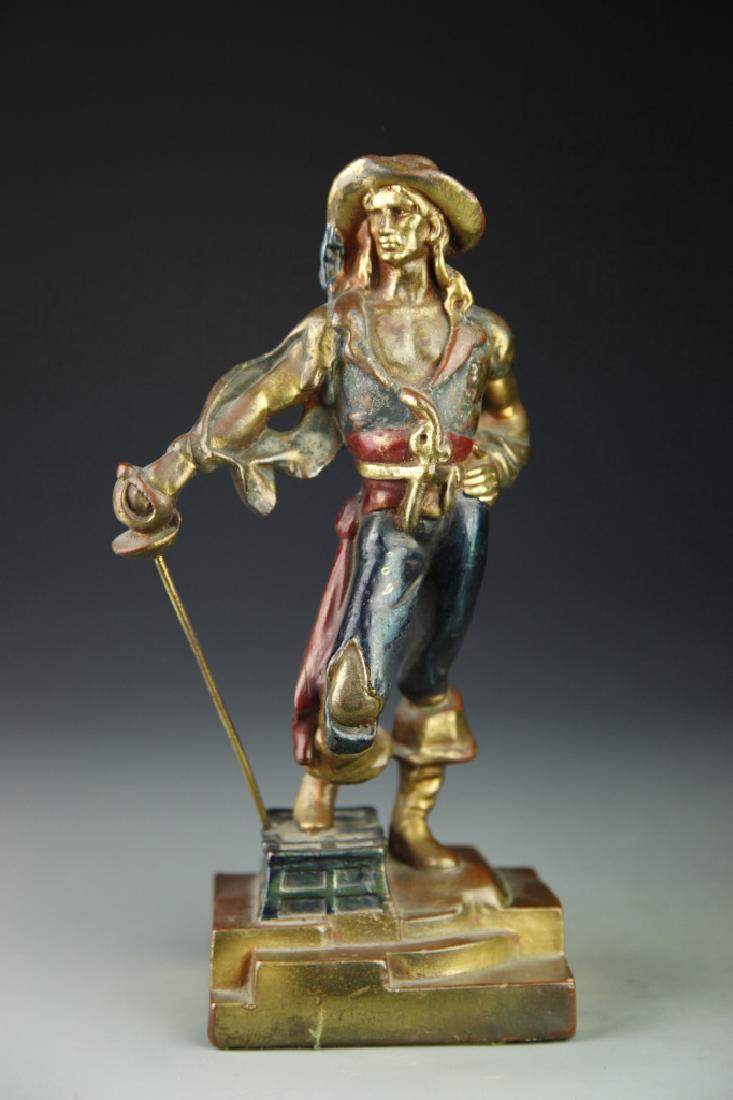 Bronze Figure: Bronze figure by Armor bronze company of Taunton, MA. Sticker on base. Height 10 1/4 in.