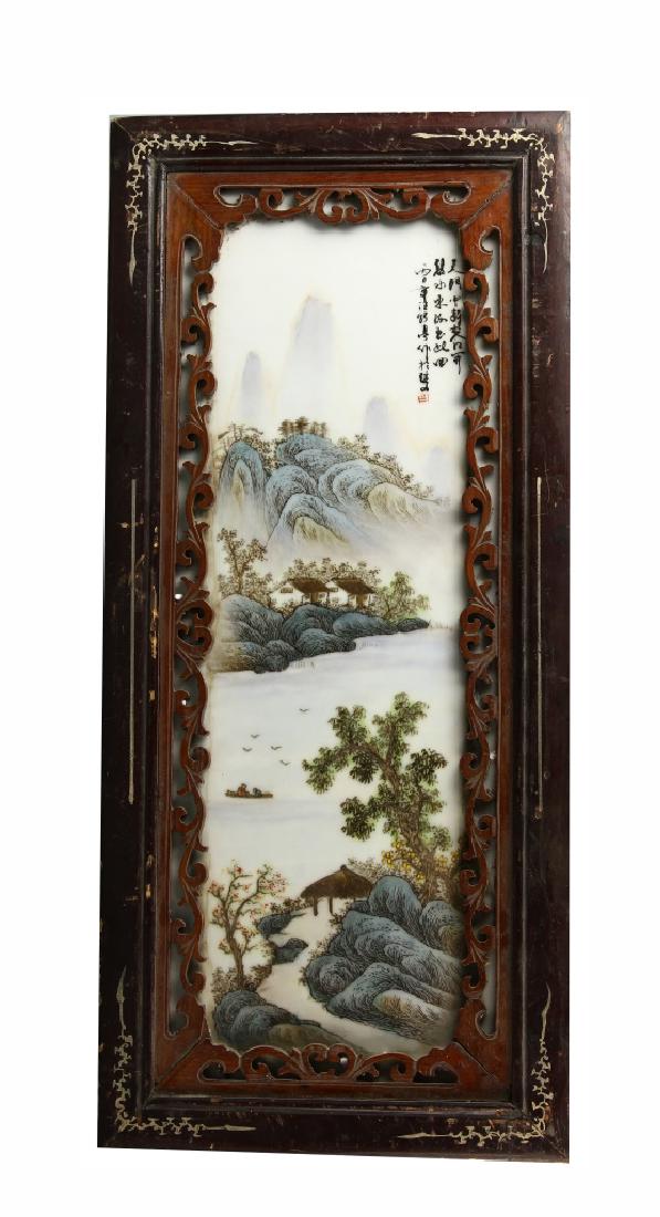 Chinese Framed Famille Rose Plaque (1 of 2)
