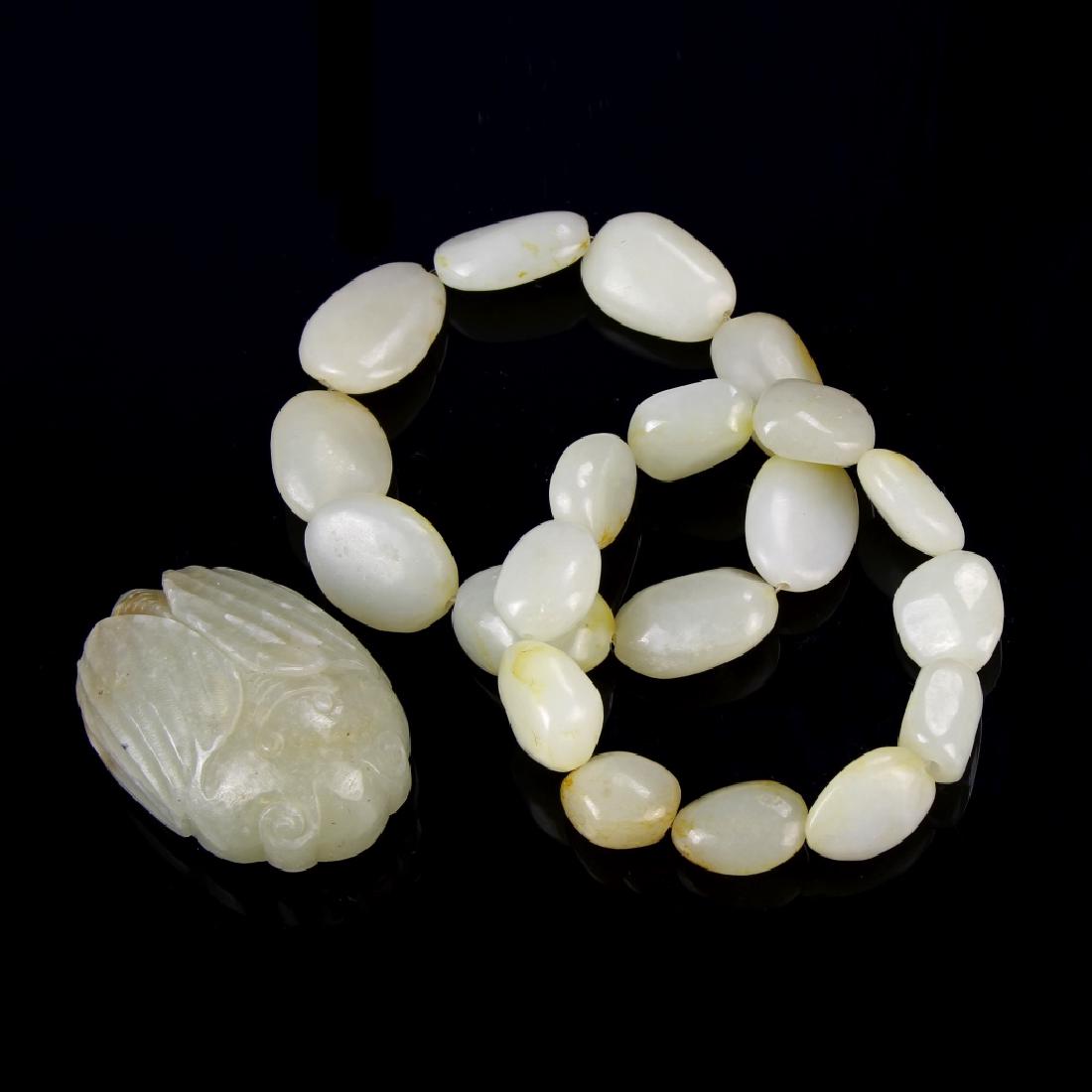 Two Chinese Jade Pebble Bracelet And Jade Pendant (1 of 1)