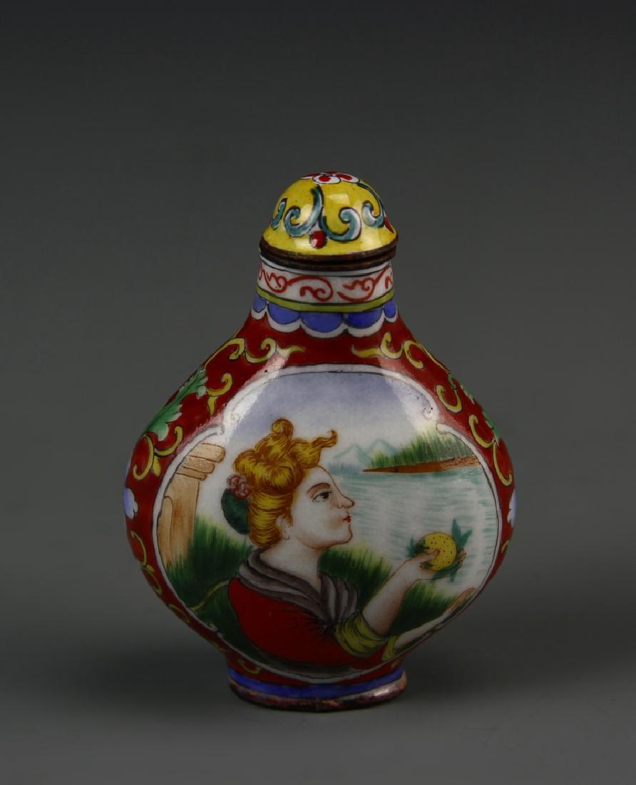 Chinese Enameled Bronze Snuff Bottle (1 of 5)