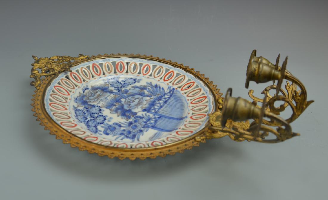 Japanese Imari Plate Converted to Candle Holders (1 of 3)
