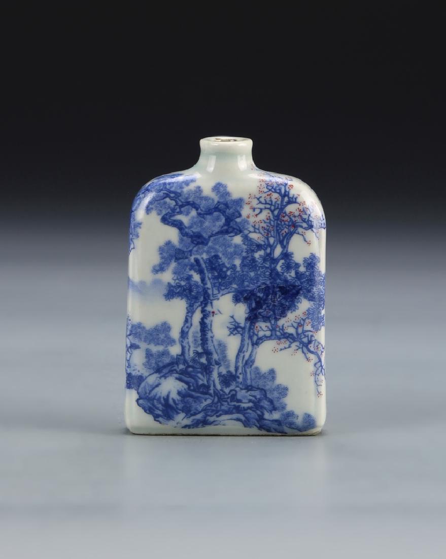 Chinese Blue and White Square Snuff Bottle (1 of 2)