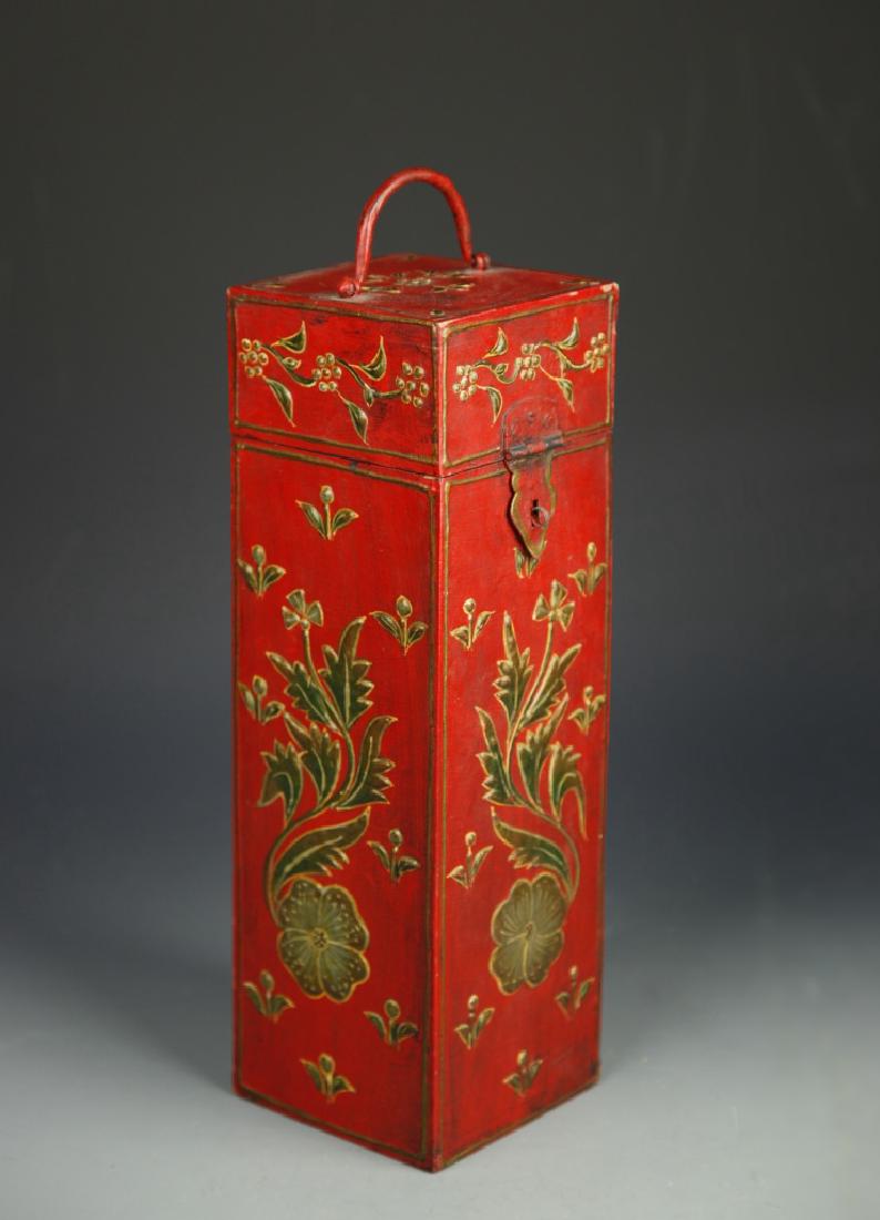 Chinese Lacquer Square Tall Box (1 of 7)