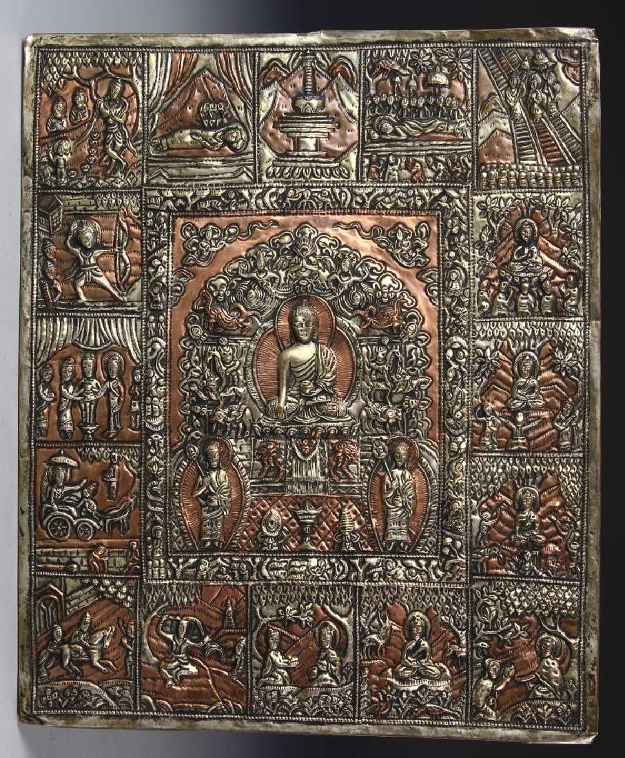 Chinese Tibetan Brass Buddha Panel (1 of 3)