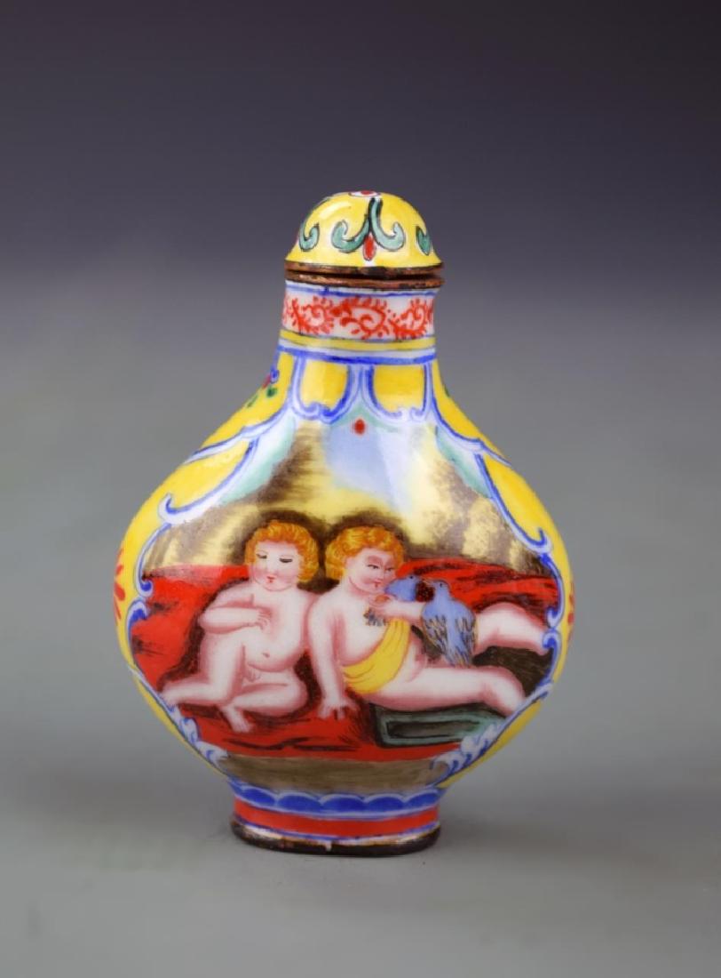 Chinese Enameled Bronze Snuff Bottle (1 of 7)