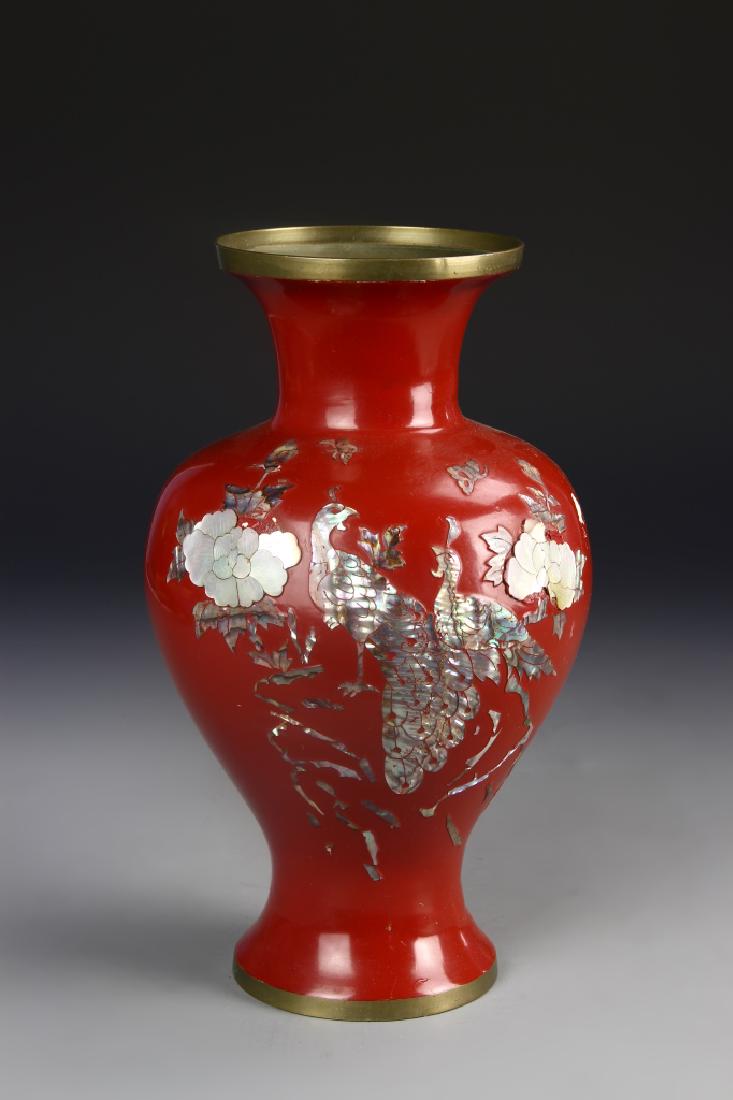 Korean Brass Vase With Inlay Of Mother Of Pearl (1 of 4)