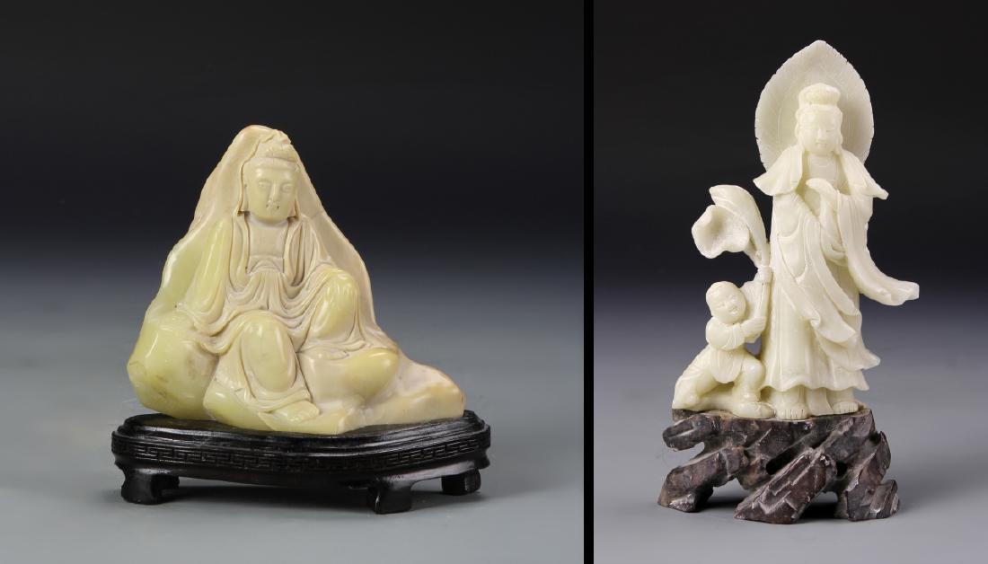 Two Chinese Stone Statue Figures (1 of 8)