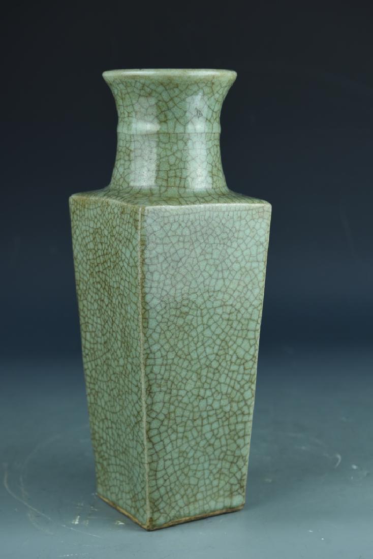 Chinese Lungquan Yao Square Vase: China, Republic of China, Lungquan Yao square vase. Height 12 1/2 in.