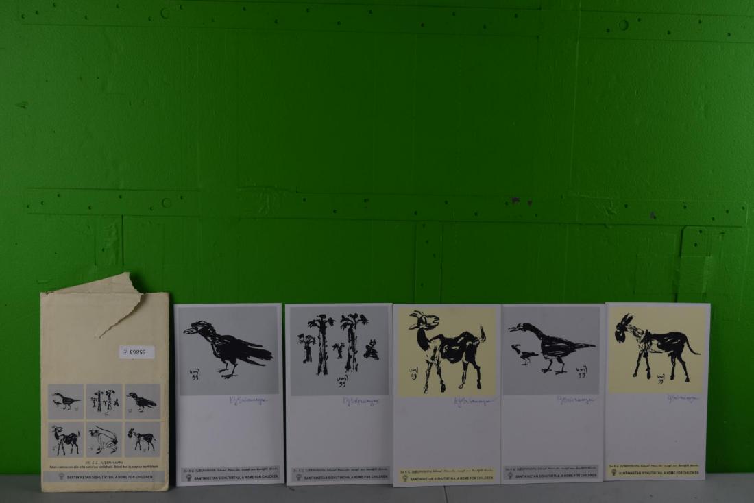 Five Indian Prints Signed by Artist: K G Subramanium: India, five prints signed by Indian Artist: Kalpathi Ganpath. or K G Subramanium