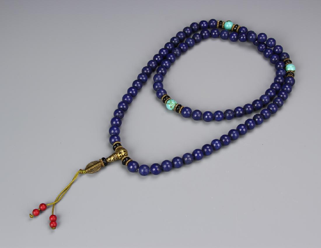 Chinese Lapis Beaded Necklace (1 of 2)