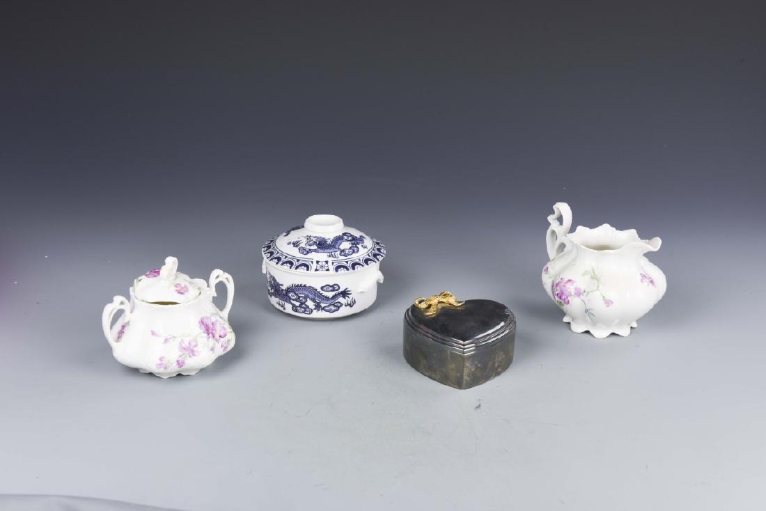 3 Porcelain And 1 Jewelry Box: 3 Porcelain And 1 Jewelry Box, B 5 1/2 x 4 1/4