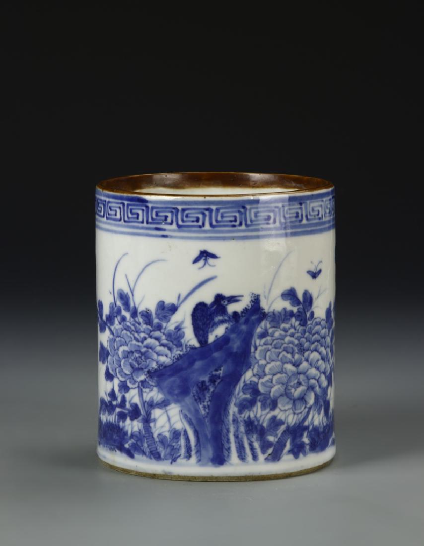 Chinese Blue and White Brush Pot (1 of 6)