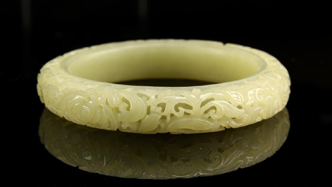Chinese Carved Jade Bangle (1 of 3)
