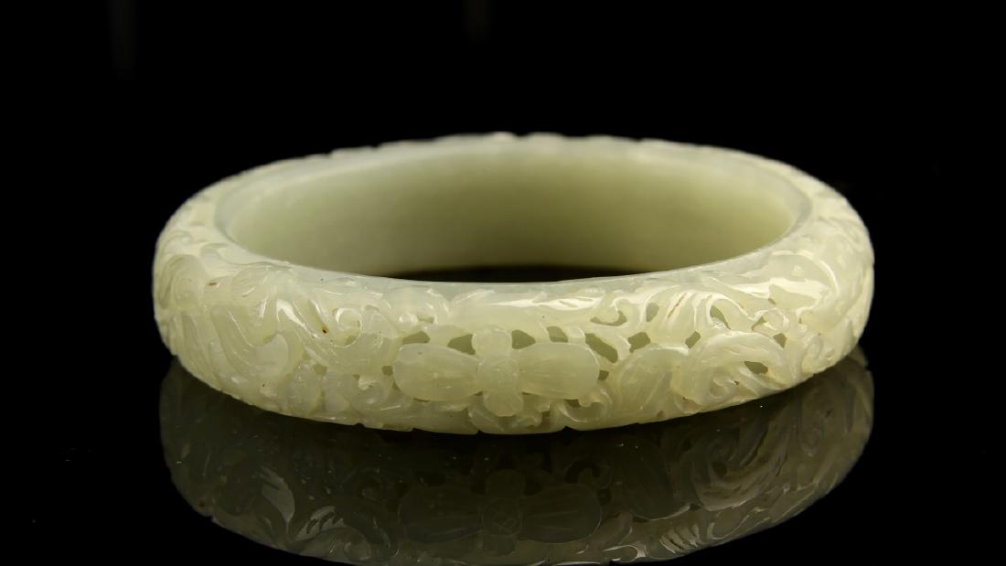Chinese Carved Jade Bangle (1 of 3)