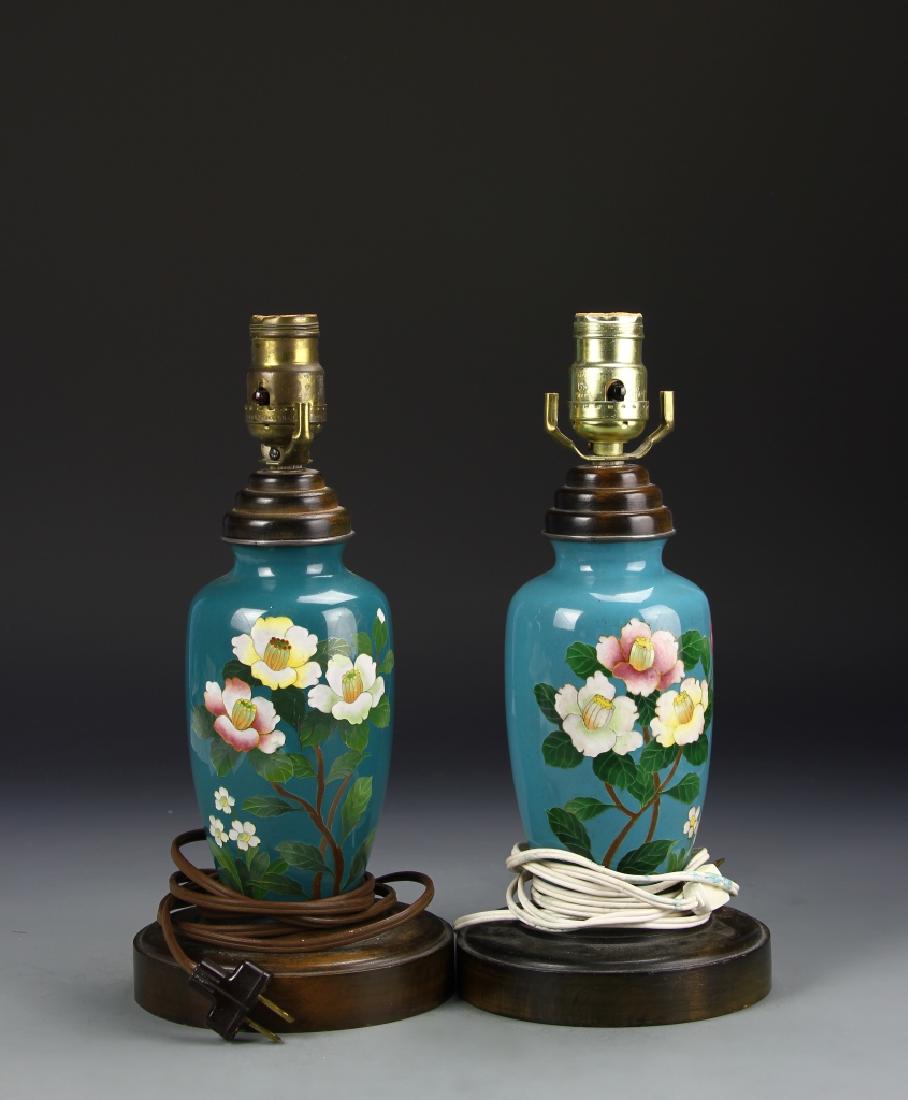 Pair of Japanese Cloisonne Lamps (1 of 4)
