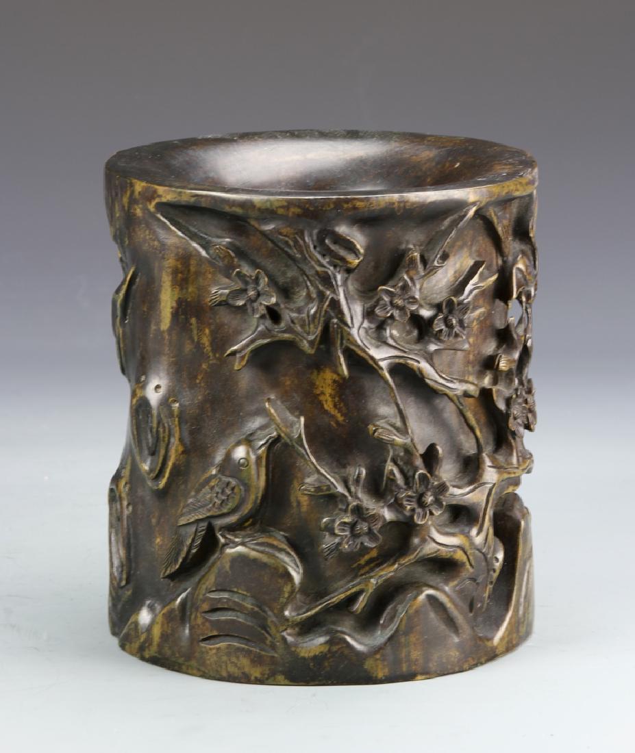 Chinese Hardwood Brush Pot (1 of 4)