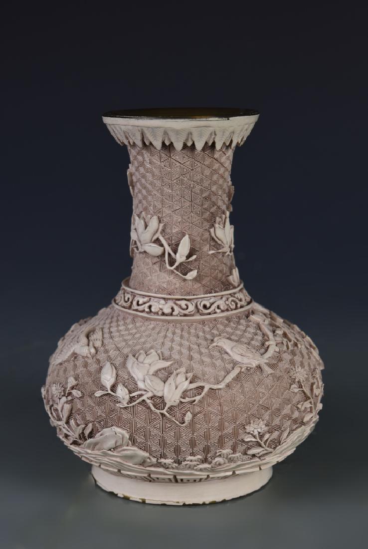 Chinese Cinnabar Vase (1 of 7)