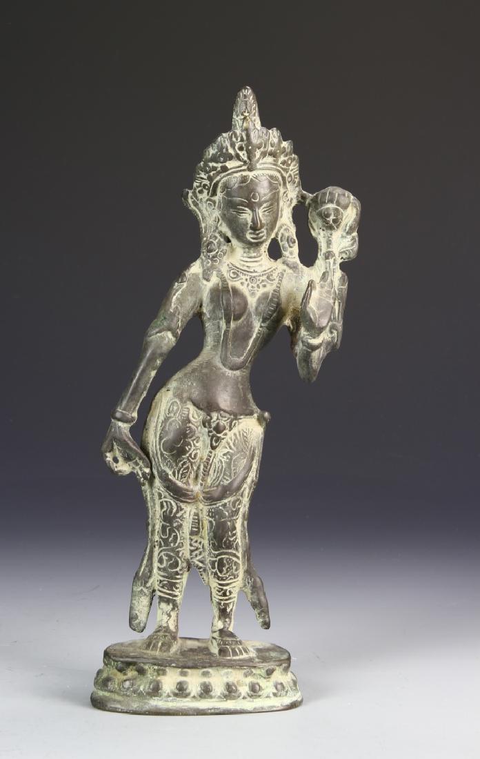 Old Tibetan Bronze of Goddess Tara: Old Tibetan Bronze of Goddess Tara, god of wealth and prosperity.28 cm X 11 cm