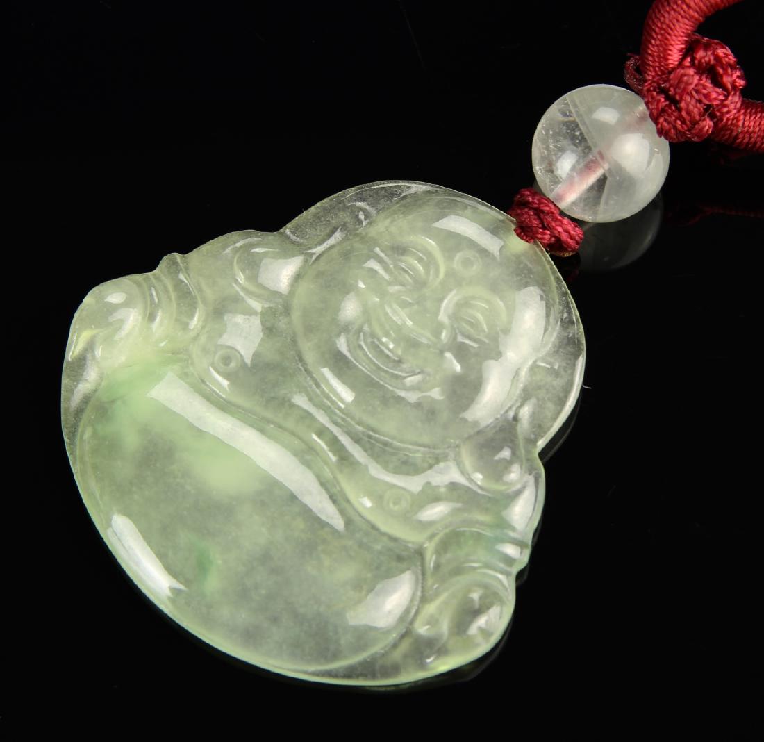Chinese Carved Jadeite Buddha Pendant (1 of 1)