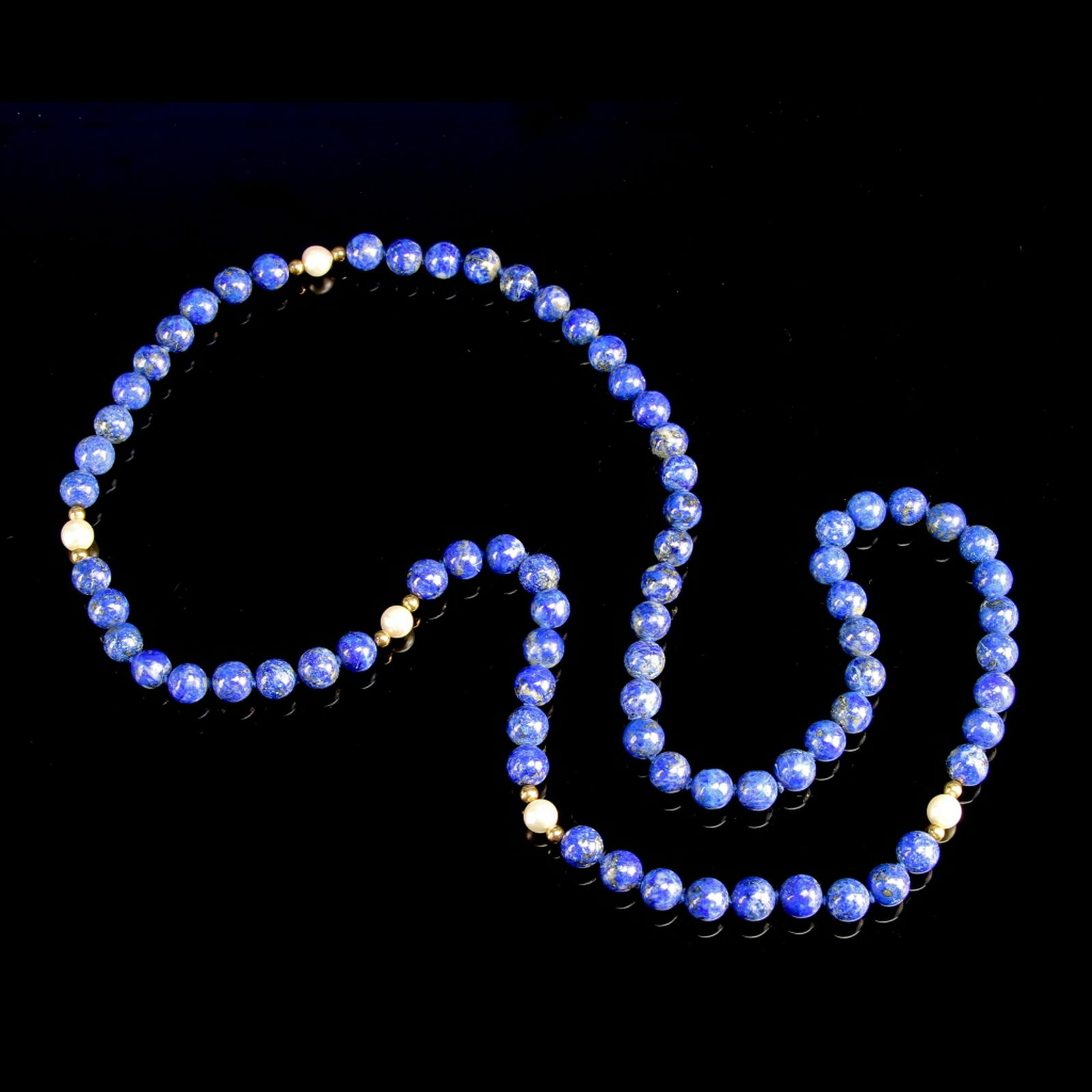 Chinese Lapis Beaded Necklace (1 of 2)