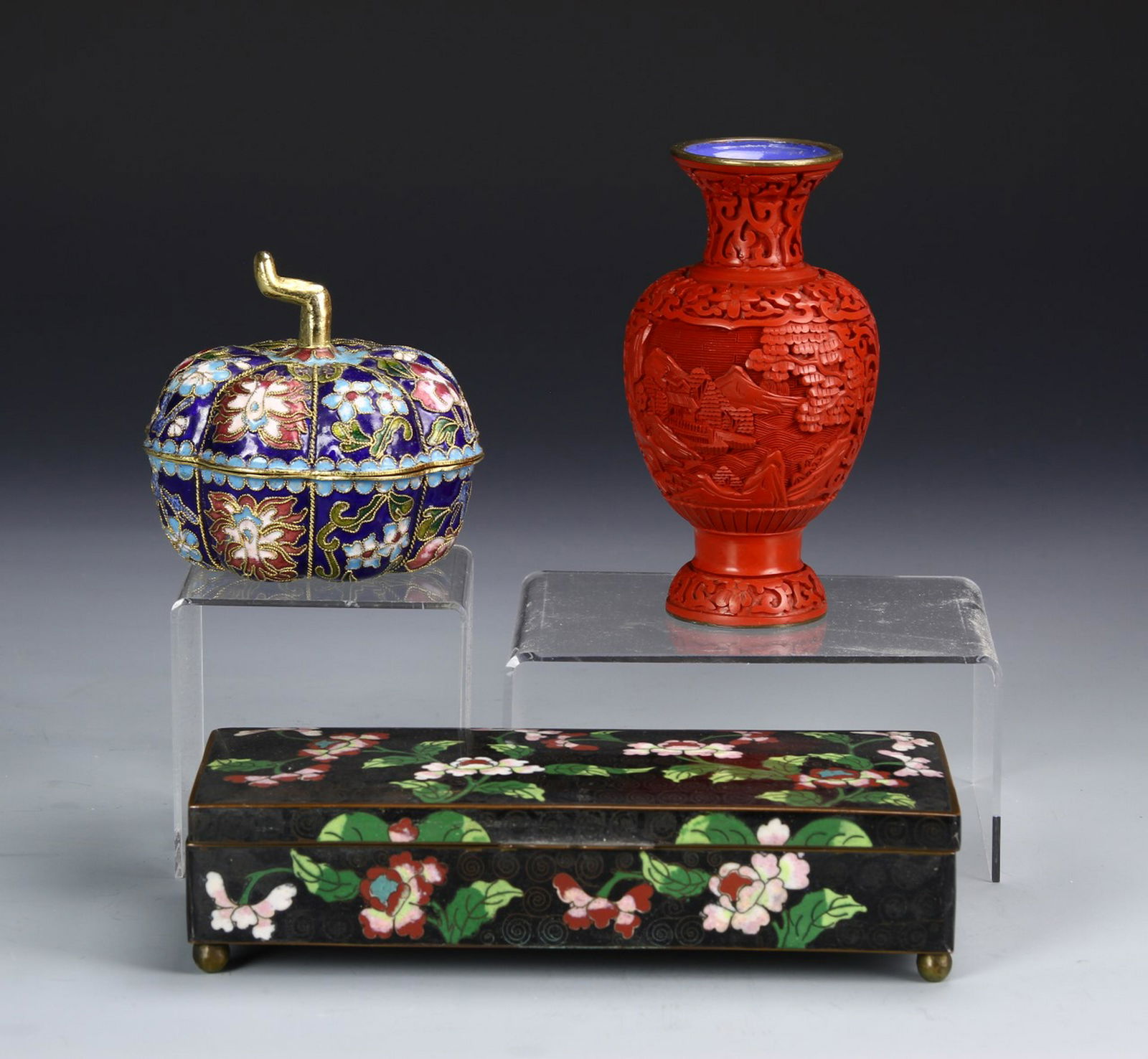 Two Chinese Cloisonne Boxes and Mini Vase (1 of 4)