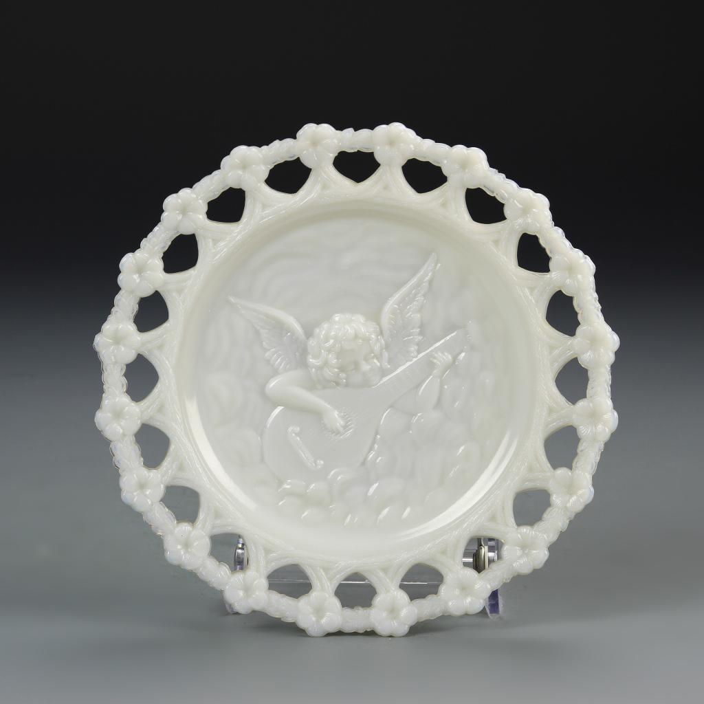 Milk Glass Plate with Cherub (1 of 2)