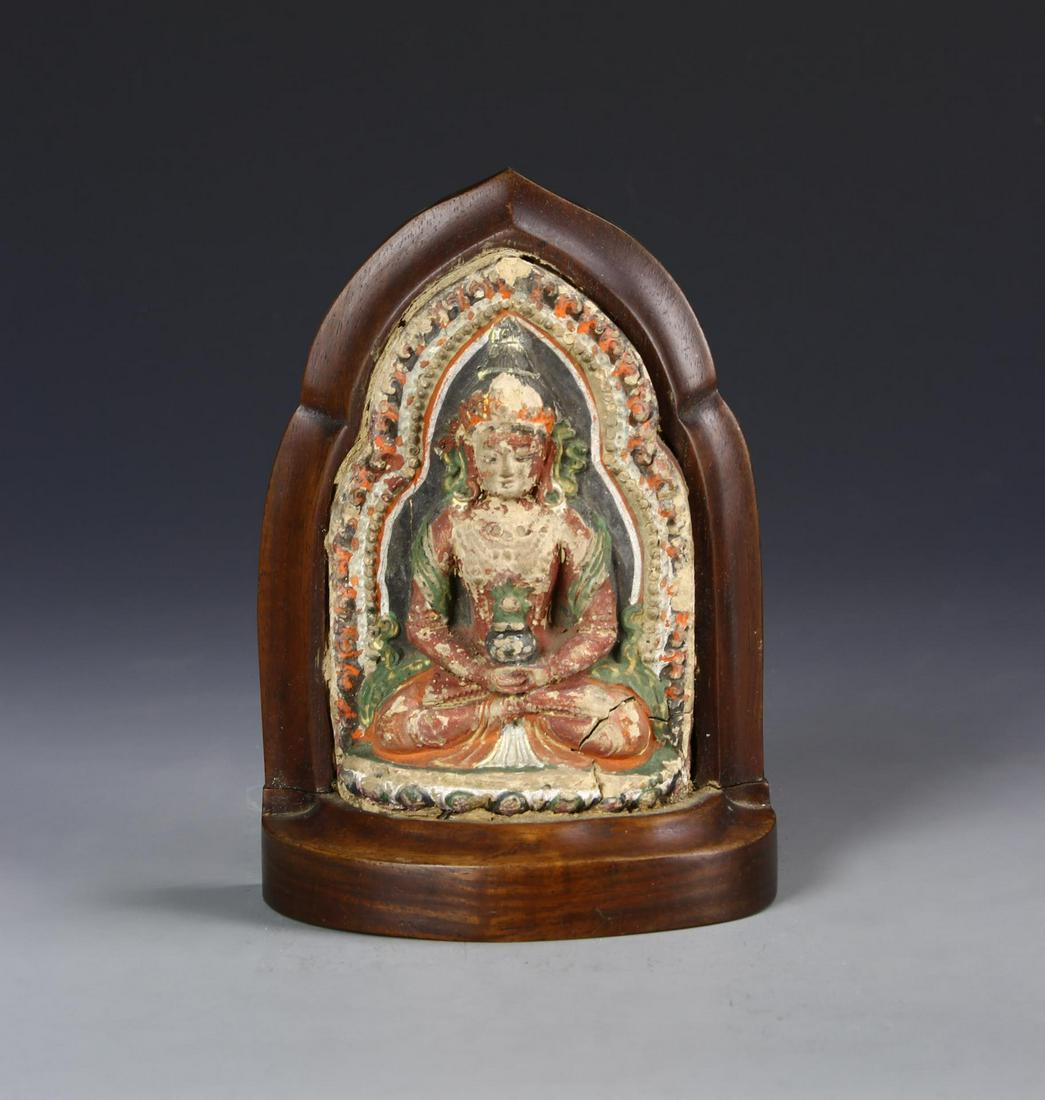 Tile Buddha Statue: Tile Buddha Statue. Height: 4 in.