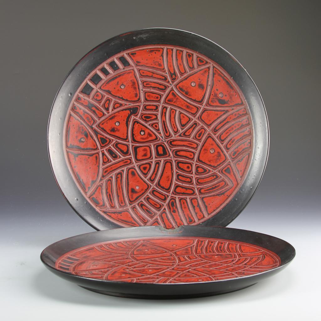 Pair of Chinese Lacquer Plates (1 of 5)