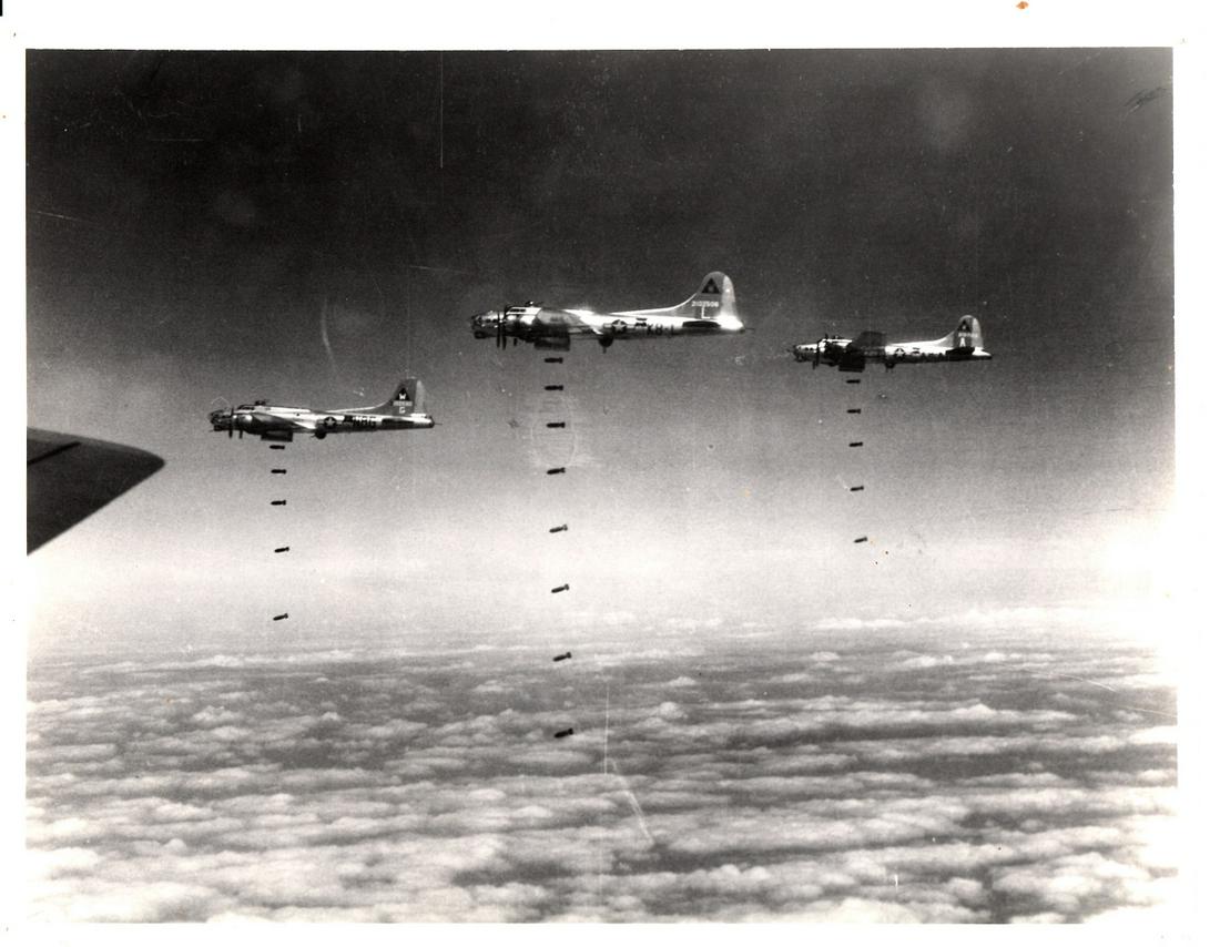 Three Period Bomber Photos From WWII: Three period bomber from WWII taken by pilots and crew, cleared by censors. Dimensions 8 in., 10 in.