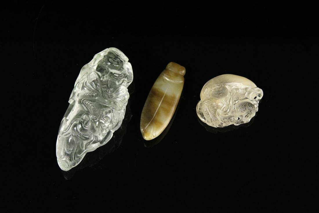 Chinese Crystal and Two Jade Pendants (1 of 2)
