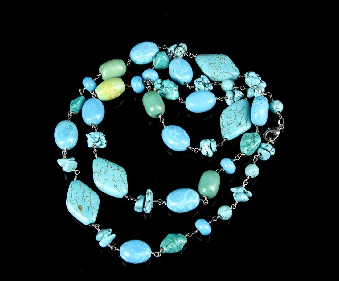 Tibetan Antique Turquoise Necklace: Tibet, antique turquoise necklace