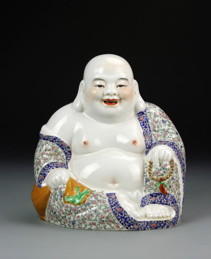Chinese Famille Rose Buddha: China, famille rose Buddha. Height 10 in.