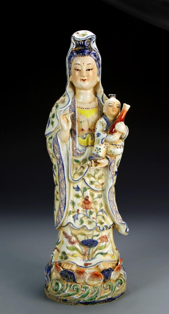 Chinese Famille Rose Guanyin Figure (1 of 1)
