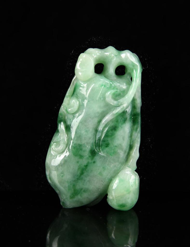 Chinese Jadeite Pendant: China, Jadeite Pendant, Height 1 1/2 in.