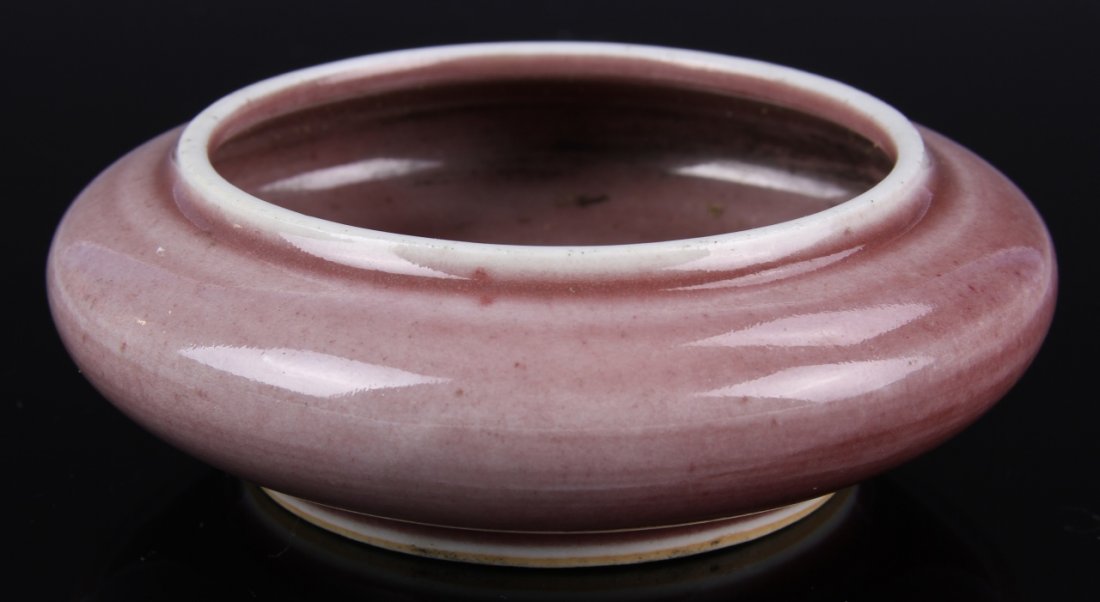 Chinese Antique Peach-Blossom Glaze Brush Washer: China, antique peach-blossom glaze brush washer, short bulbous body, with small foot and short lip, polished surface. Width 4 1/4 in.