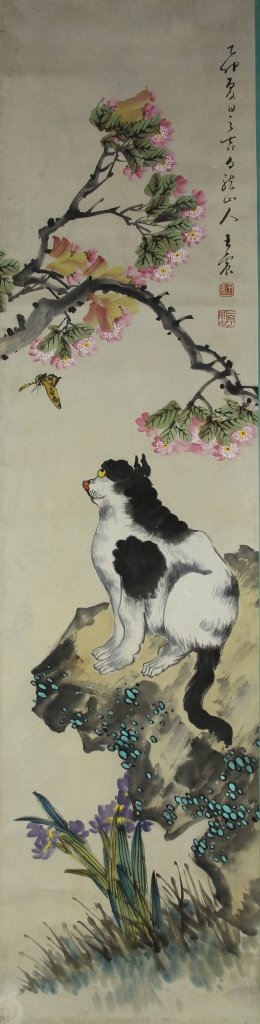 Chinese Scroll Painting, Ink and Color on Paper: China, 20th C., scroll painting, ink and color on paper, signed wang zheng. Width 13 in. Length 52 in.