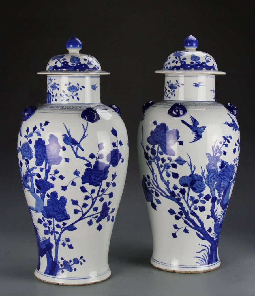 Pair of Chinese Blue and White Covered Vases Aug 26, 2014 Essex