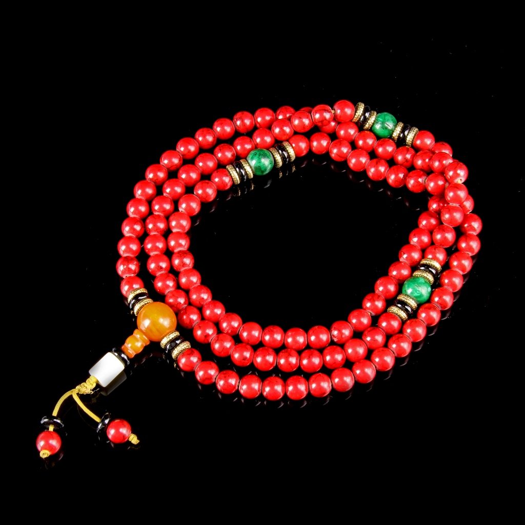Chinese Buddhist Prayer Beads: China, Buddhist prayer beads. Length 36 in.