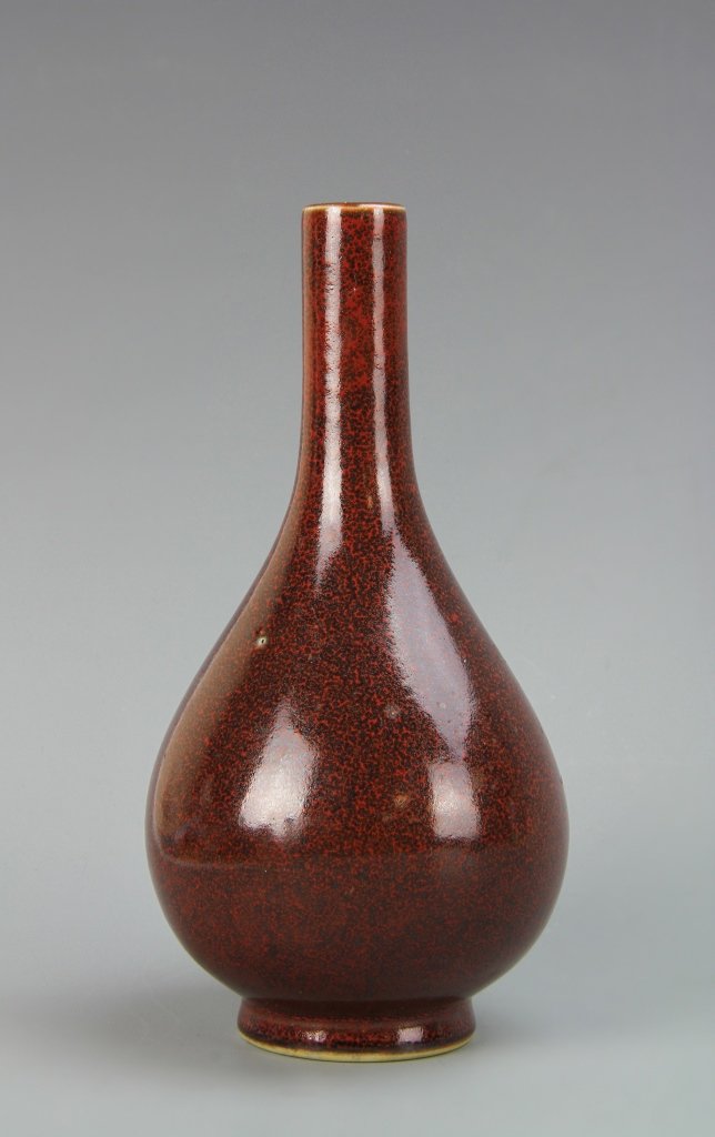 Chinese Antique Ox Blood Red Vase: China, antique ox blood red vase, Kangxi mark. Height 6 3/4 in.